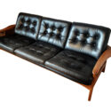 Vintage 3-Sitzer Ledersofa Teak 60er